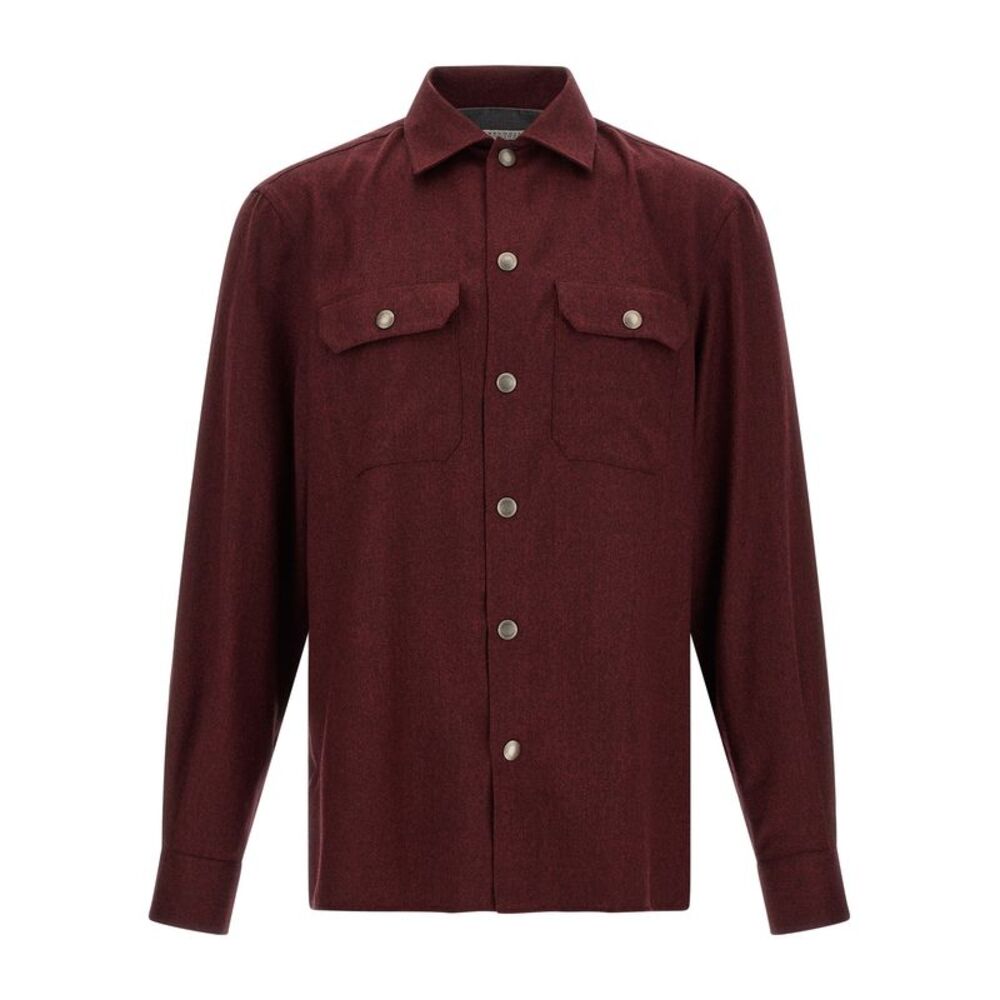 Brunello Cucinelli Bordeaux Virgin Wool Men's Blouse